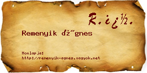 Remenyik Ágnes névjegykártya